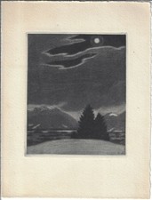 RUDOLF SIECK: Radierung "Nachtlandschaft"