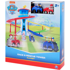 Paw Patrol Rennbahn Turm mit Mini-Fahrzeug Chase Marshall Hauptquartier NEU OVP
