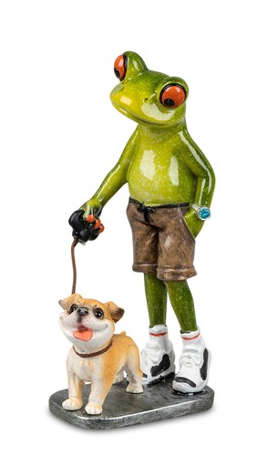 Deko frosch mann mit hund - mann,