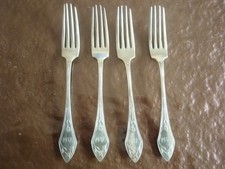 4 Gabeln Jugendstil 800 Silber floral Halbmond Krone Meisterpunze 21,1 cm Gabel