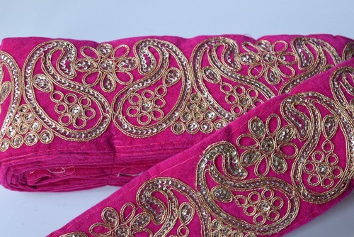 Indische breite rosa samt gold - breite,