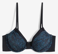 Neu Bügel Bikini Oberteil Gr. 75 (E) Petrol Schwarz Bademode Schwimm-Bade-BH