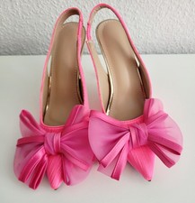🎀 High Heels 🩷 Gr.38 Neon Pink Schleife Lila Gold Absatz Fashion Extravagant 