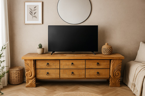 Tür fernseher massivholz mit - tür,