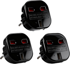 3er Set UK auf EU Reiseadapter 250V 10A Schwarz Stromadapter
