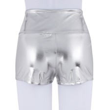 Damen Wetlook Shorts Hotpants Hohe Taille Glänzend Tanzen Rave Nachtclub Shorts