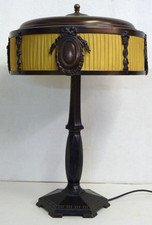 Jugendstil Schreibtischlampe -originales Plissee- brüniert RAR