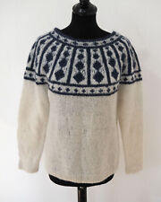 Damen Island Norweger Strick Pullover Grösse XS Schurwolle Handarbeit K417
