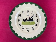 Zeller Keramik - Hahn und Henne - Alte Wanduhr / Uhr - Junghans Quarz Uhrwerk