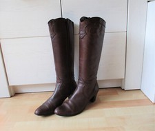 Damenstiefel Lederstiefel Gr.40 braun Langschaft schmal Absatz 4,5 cm