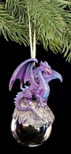 Drachen Christbaum-Schmuck - Talisman lila - Weihnachtskugel Gothic Fantasy