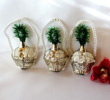 alter Christbaumschmuck 3 Weihnachtskugeln Lauscha leonischem Draht / ev 688(14)