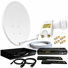 2-TV Sat Anlage 80cm Spiegel  2x HDTV Sat-Receiver USB Twin LNB 0,1dB Kabel F-St