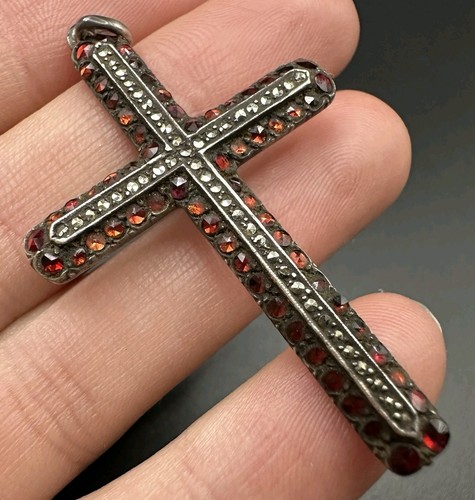 Granat kreuz 935 silber - kreuz,