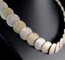 925 Silber Silberschmiede Designer Collier Kreise Plättchen Silberkette 42cm 32g