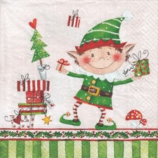 3 Lunch Papier Servietten Napkins (F6-2) Weihnachtself - Pilze - Geschenke