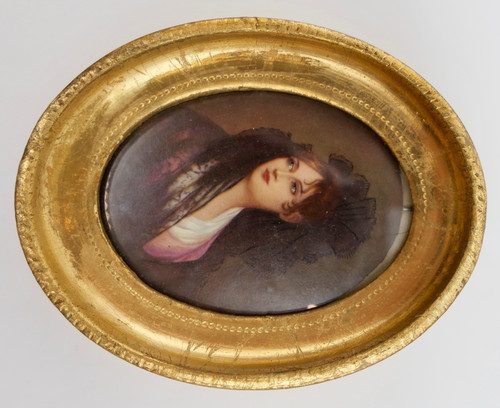 Altes miniatur damen portrait - damen,
