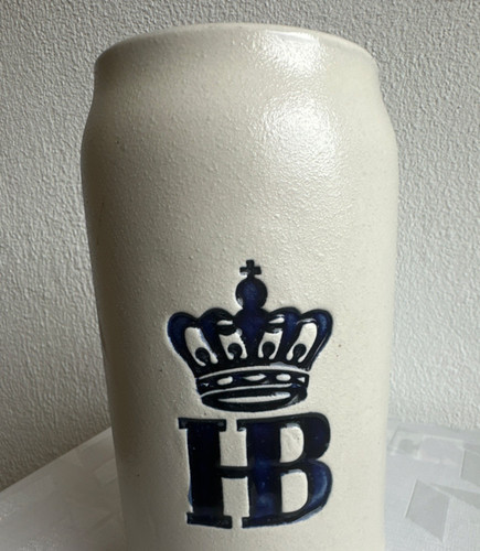 Steingut bierkrug grau blau - hb, steingut-bierkrug
