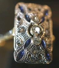 Art Deco Ring antik 18 ct 750er Gold Platin Diamanten