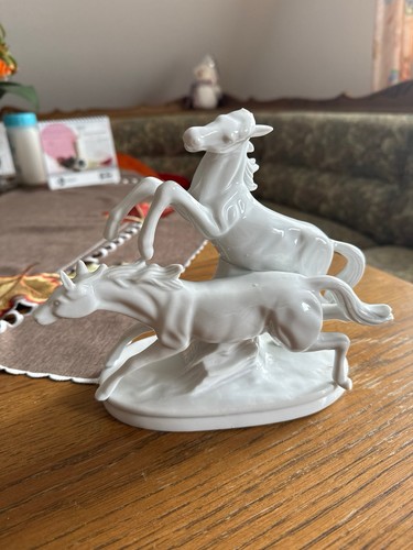 Porzellanfigur pferde weiß - porzellanfigur,