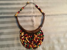 Statementkette bunte Holzperlen vintage ungetragen