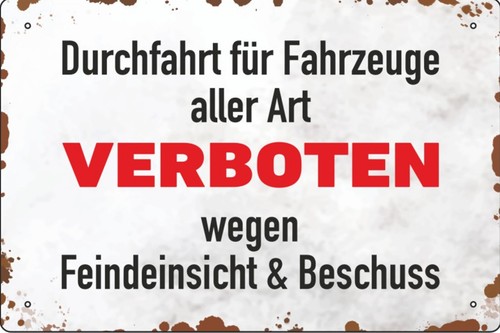 Blechschild schild 20x30 - schild,