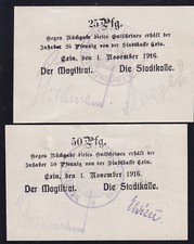2x Exin: 25 Pfg. + 50 Pfennig 1.11.1916 - 1x Var. Sig. (29-493)