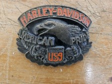 Rare Vintage Harley Davidson Belt Buckle American Pride 1992 Baron USA...
