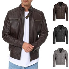 Indicode Herren Lederjacke Germo-Echtleder Jacke Lammleder Bikerjacke Männer