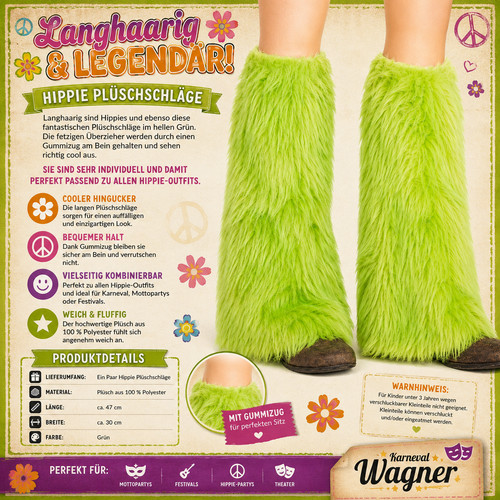 Hippie plüschschläge grün - plüschschläge,