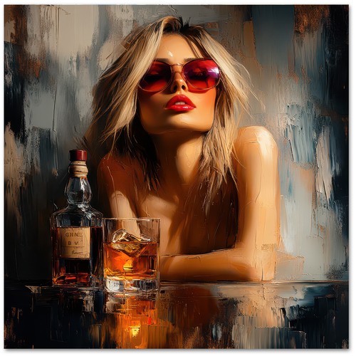 Leinwand bild whiskey - whiskey, zigarre