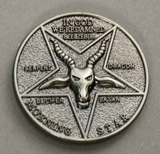 Medaille GUT & BÖSE  JESUS Christus vs BAPHOMET Satan  MORNING STAR  35mm silver