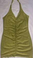 Neckolder Kleid Damen Grün