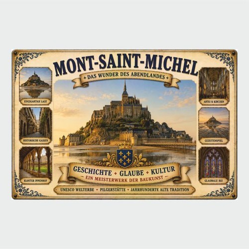 Blechschild mont saint michel - blechschild, mont-saint-michel