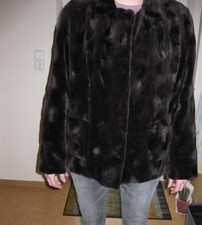 Samtnerz Jacke - Echtpelz - Größe: M - A. Milios - Schwarz - Vintage