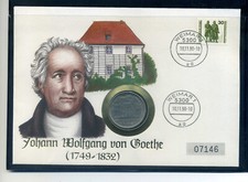 Numisbrief Goethe mit DDR 5 Mark 1982 Goethes Gartenhaus sehr selten