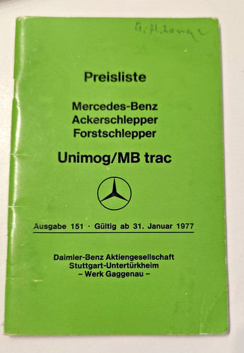 Original preisliste unimog - preisliste, /