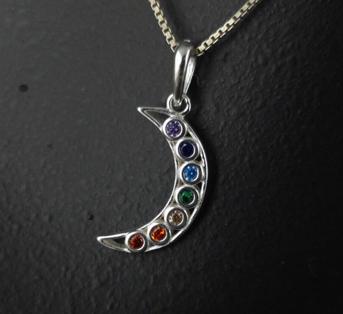 Anhänger silber 925 mond - mond, bunt