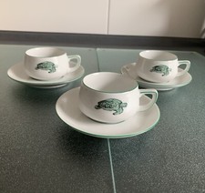 3 Stück Suppentassen mit Untertasse, Thomas Lacroix,  Schildkröten Motiv,Vintage