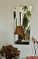 MidCentury Trapez Form Holzrahmen Spiegel FF Messing Vintage 50s 60s