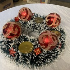 Adventskranz Künstlich Tischdeko  Weihnachtsdekoration  Handmade Gold rot Weiß 