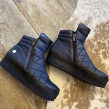 Mammamia Größe 38 Blau Damen Jeder Neu Echtleder Reißverschluss Stiefel Plateau 