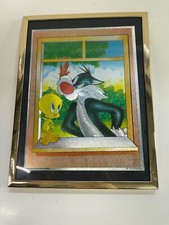 Bild Sylvester & Tweety ca. 18 x 25 cm im goldenen Rahmen Sammler