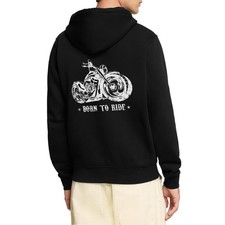 Born To Ride Motorrad Club Biker Rock Geschenk Unisex Premium Bio Zip Hoodie