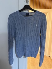 Ralph Lauren Damen Pullover mit Zopfmuster und Rundhals Blau Größe L