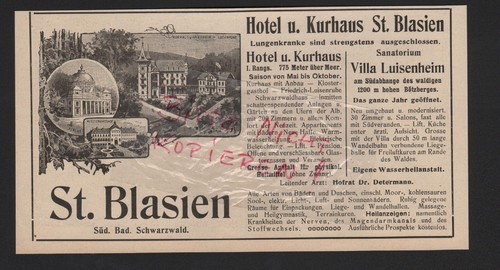 Blasien werbung 1912 - blasien,,