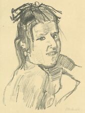 Oskar Kokoschka - Mädchen mit Haarmasche - Lithographie 1922, signiert