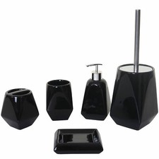 5-teiliges Badezimmerset MCW-C71, Badutensilien Badaccessoires Keramik, schwarz