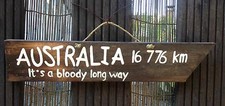 Holzschild Zaunlatte Garten Australien 40cm 16776km Hinweis Schild