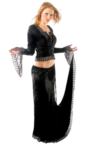 Samtbluse boho ethno gothic - samtbluse,